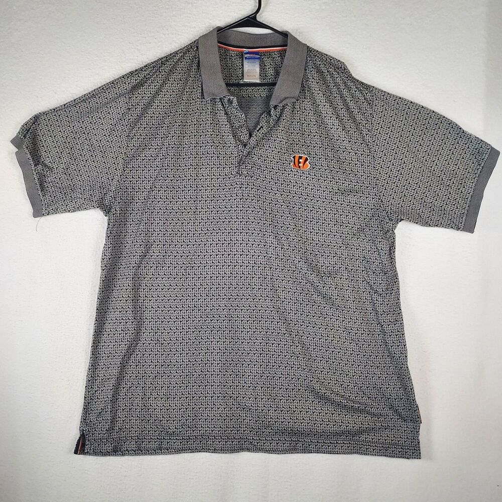 Reebok Cincinnati Bengals NFL Polo Shirt XL Men’s Gray 100% Cotton Team Apparel